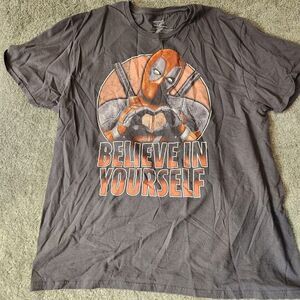 MARVEL Mens TSHIRT XL 46/48 Dead Pool Believe In Yourself Gray Short Sleeve